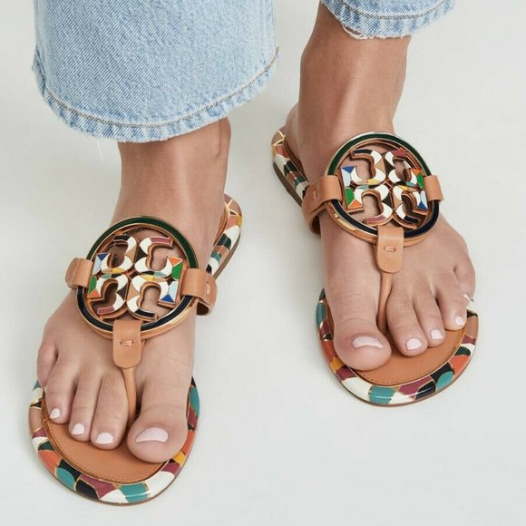 NIB Tory Burch Enamel Miller Sandals Elba Camello US 7 AUTHETNIC - Picture 15 of 15